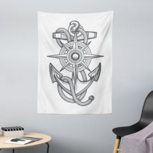 Wandteppich aus Weiches Mikrofaser Stoff Für das Wohn und Schlafzimmer, Abakuhaus, rechteckig, Nautical Tattoo Anchor Rope Sketch