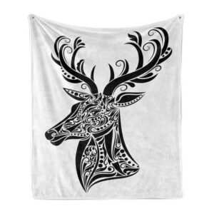 Wohndecke Gemütlicher Plüsch für den Innen- und Außenbereich, Abakuhaus, Geweih Deer Tier Tattoo