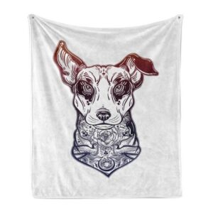 Wohndecke Gemütlicher Plüsch für den Innen- und Außenbereich, Abakuhaus, Hund Vintage Bull Terrier Tattoo