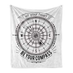 Wohndecke Gemütlicher Plüsch für den Innen- und Außenbereich, Abakuhaus, Nautical Tattoo monochrome Compass