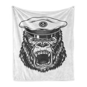 Wohndecke Gemütlicher Plüsch für den Innen- und Außenbereich, Abakuhaus, Vintage Nautical Tattoo Seaman Gorilla Kunst