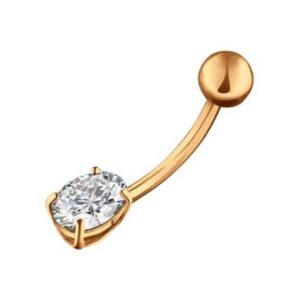 Zolotoy Bauchnabelpiercing Gold 585 10207045 Zirkonia Rotgold Roségold Bauch Nabel Piercing, Goldschmuck für Damen