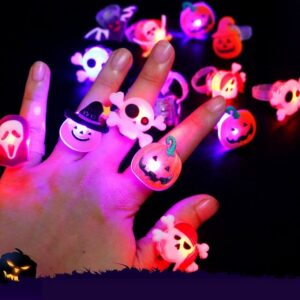 Zulbceo Lernspielzeug Halloween Kids LED Leuchtringe, Blinkende Ringkette Temporäre Tattoos