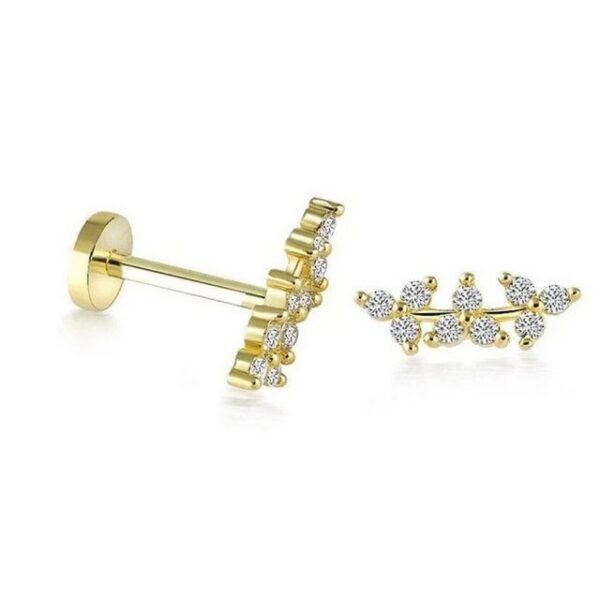 queppe Single-Ohrstecker Three Triangle Piercing mit Zirkonia in 14K Gold