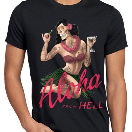 style3 Print-Shirt Herren T-Shirt Aloha from Hell tattoo hawaii surfer usa tätowiert punk rock tiki