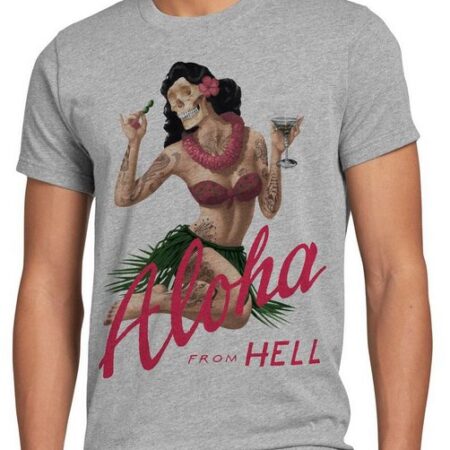 style3 Print-Shirt Herren T-Shirt Aloha from Hell tattoo hawaii surfer usa tätowiert punk rock tiki