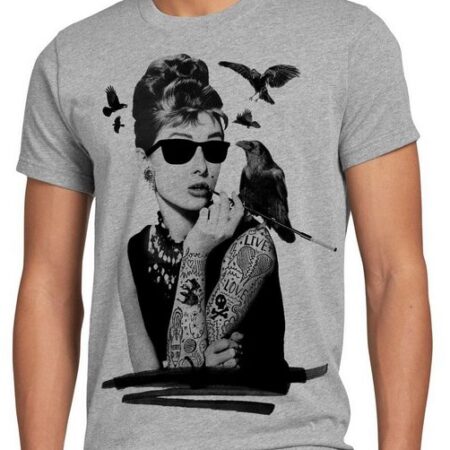 style3 Print-Shirt Herren T-Shirt Audrey Tattoo hepburn tatoo rockabilly star film punk rock holly