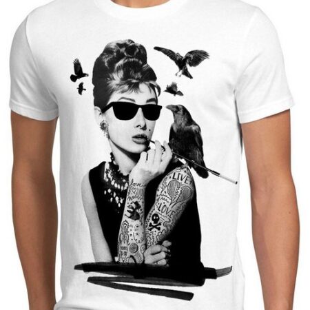 style3 Print-Shirt Herren T-Shirt Audrey Tattoo hepburn tatoo rockabilly star film punk rock holly