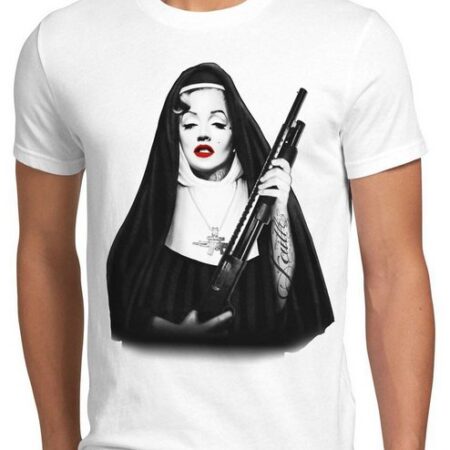 style3 Print-Shirt Herren T-Shirt Marilyn Gebetsschwester tattoo monroe rock nonne marylin shotgun