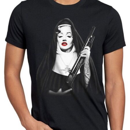 style3 Print-Shirt Herren T-Shirt Marilyn Gebetsschwester tattoo monroe rock nonne marylin shotgun