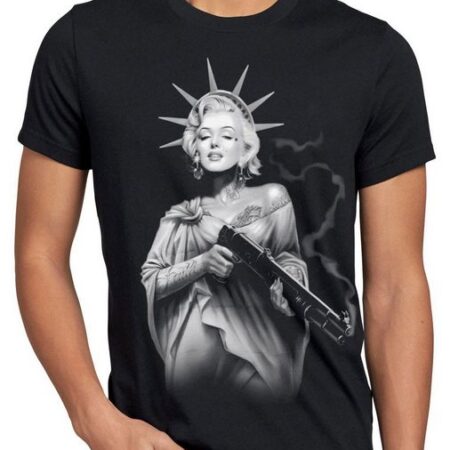 style3 Print-Shirt Herren T-Shirt Marilyn Monroe tattoo rock punk freiheitsstatue shotgun usa biker