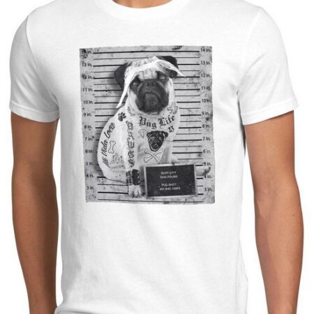 style3 Print-Shirt Herren T-Shirt Mops Tattoo pug hund gangster rock punk inked tätowiert biker us