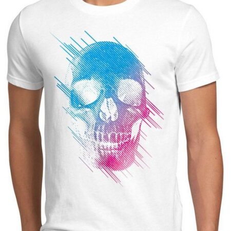 style3 Print-Shirt Herren T-Shirt Neon Skull totenkopf schädel rocker hipster tattoo festival punk