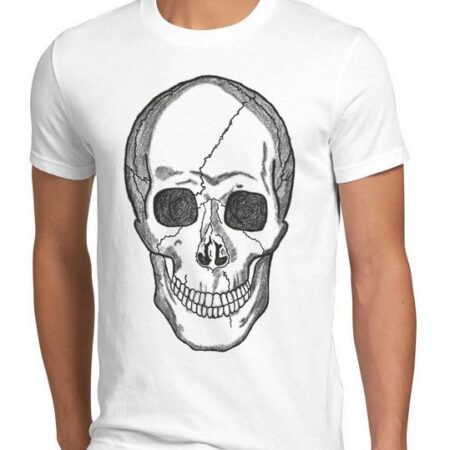 style3 Print-Shirt Herren T-Shirt Skull Totenkopf Harley Rocker Punk Tattoo gothic knochen biker us