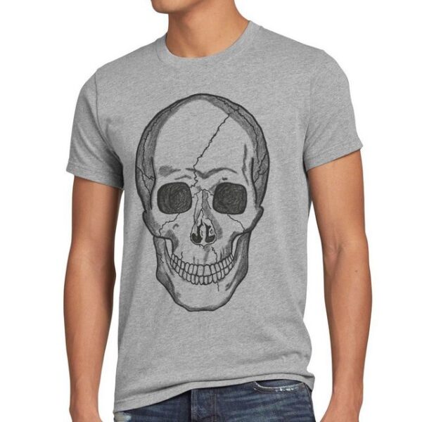 style3 Print-Shirt Herren T-Shirt Skull Totenkopf Harley Rocker Punk Tattoo gothic knochen biker us