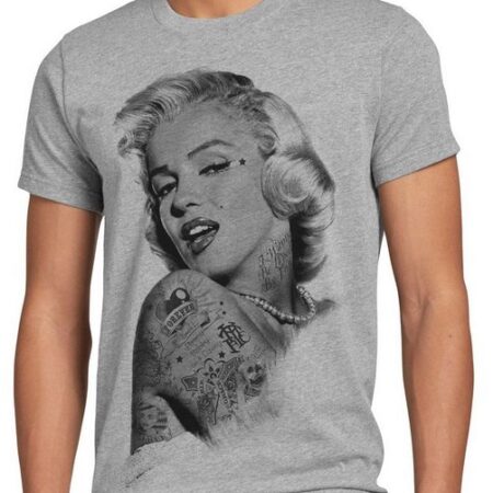 style3 Print-Shirt Herren T-Shirt Tattoo Marilyn inked rock punk star marylin monroe tätowiert gun