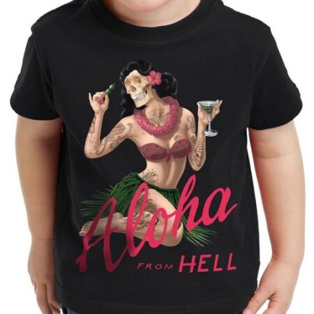 style3 Print-Shirt Kinder T-Shirt Aloha from Hell tattoo hawaii surfer usa