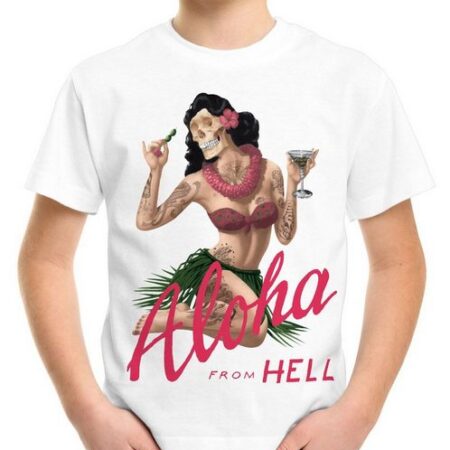 style3 Print-Shirt Kinder T-Shirt Aloha from Hell tattoo hawaii surfer usa