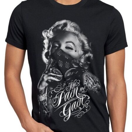 style3 Print-Shirt Marilyn No Pain Tattoo T-Shirt Herren monroe inked punk rock tätowiert biker usa