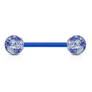 viva-adorno Brustwarzenpiercing Zungenpiercing Barbell Piercing Stab Zungenpiercing Kunststoff, Glitter Glitzer Kugeln Acryl flexibel