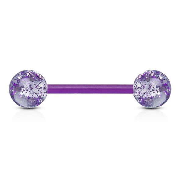 viva-adorno Brustwarzenpiercing Zungenpiercing Barbell Piercing Stab Zungenpiercing Kunststoff, Glitter Glitzer Kugeln Acryl flexibel