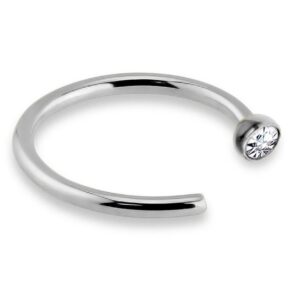 viva-adorno Nasenpiercing 0,8mm Nasenring mit Zirkonia Stein Piercing Hoop Ring, Chirurgenstahl 316L Kristall