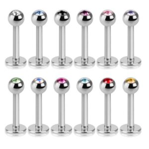 viva-adorno Piercing-Set Labret Piercing Stecker Lippenpiercing Zirkonia (Set, 12-tlg), Kristall Edelstahl Tragus Helix Ohr