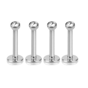 viva-adorno Piercing-Set Lippen Piercing Stecker mit Stein Tragus Labretstecker Zirkonia (Set, 4-tlg), Edelstahl Innengewinde