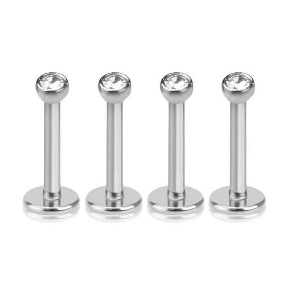 viva-adorno Piercing-Set Lippen Piercing Stecker mit Stein Tragus Labretstecker Zirkonia (Set, 4-tlg), Edelstahl Innengewinde