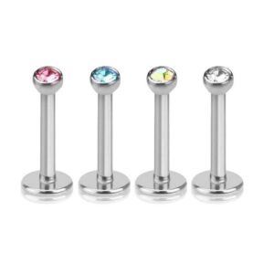 viva-adorno Piercing-Set Lippen Piercing Stecker mit Stein Tragus Labretstecker Zirkonia (Set, 4-tlg), Edelstahl Innengewinde