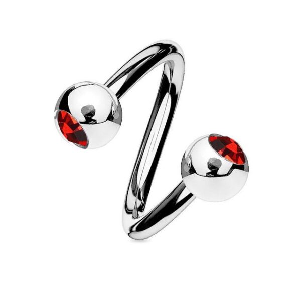 viva-adorno Piercing-Set Lippenpiercing Spirale Twist Labret Zirkonia Ohrpiercing Edelstahl, Kristall Doppel Kugel Chirurgenstahl