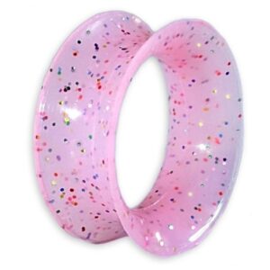 viva-adorno Plug 1 Stück Tube Flesh Tunnel Silikon Ohr Piercing flexibel, Glitter Glitzer Opal schimmernd Größe 8 bis 16mm