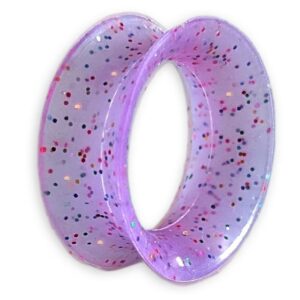 viva-adorno Plug 1 Stück Tube Flesh Tunnel Silikon Ohr Piercing flexibel, Glitter Glitzer Opal schimmernd Größe 8 bis 16mm