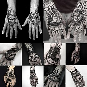10 Stück Männer Tattoo kleine magische Vampir Tattoo Hand Rose Tattoo Gesicht Mund wasserdicht temporäres Tattoo für Jungen Körperkunst Aufkleber schwarz