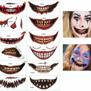 BOTRIBAS Strass-Tattoo Temporäre Halloween Make-up, 12-tlg.