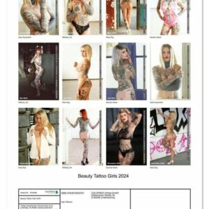 Beauty Tattoo Girls 2024 (hochwertiger Premium Wandkalender 2024 DIN A2 hoch), Kunstdruck in Hochglanz