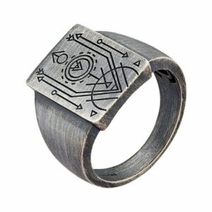 CAÏ Fingerring 925 Silber Siegelring matt oxidiert Tattoo Motiv