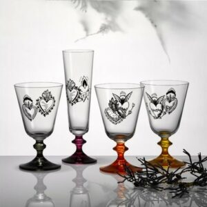 Crystalex Weinglas Weingläser Bella Hard Heart Kristallglas 260 ml 6er Set mehrfarbig, Herz Tattoo, Kristallglas, Bohemia