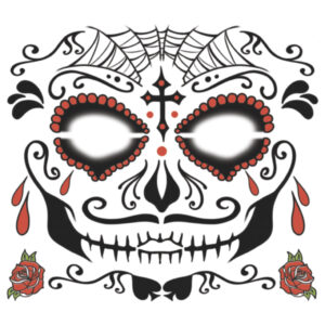 Face Tattoo Sugar Skull männlich ➔ Day of the Dead