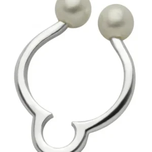 Fake Brustwarzenpiercing versilbert mit Perlen Clip zum Klemmen Brust Piercing Kopie