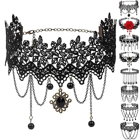 Halsband Halskette Spitze Tattoo Halsband Punk Goth Mode Gothic Lolita Schmuck Retro Vintage Stil Schnürung künstliche Edelsteine Spitze Legierung Damen Mädche