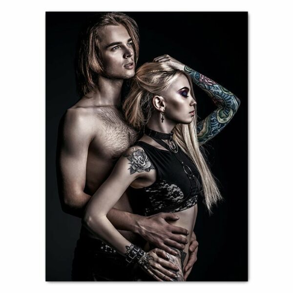 Leinwandbild Models, Hochformat, Tattoos, Mann & Frau, Models, Gothic, Kunst M0470 - Extragroß - (100x75cm) von wandmotiv24