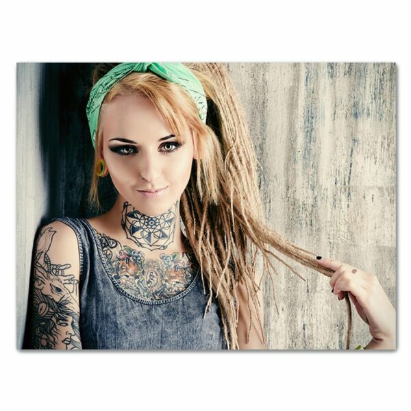 Leinwandbild Models, Querformat, Tattoos, Frau, Model, Bandana, Makeup, Kunst M0474 - Groß - (80x60cm) von wandmotiv24