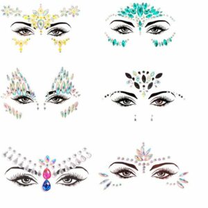 MJCM Strass-Tattoo Diamant-Gesichtsjuwelen DIY-Strassstein-Applikationen Augenwinkel, 6-tlg.