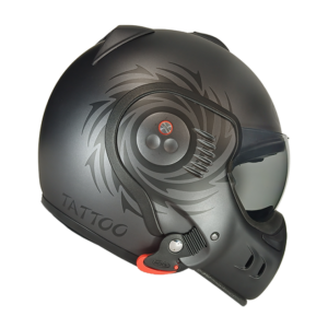 ROOF Boxer V8 S Tattoo Mat Graphite Black Modular Helmet 2XL