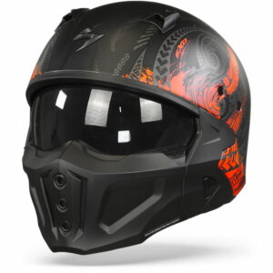 Scorpion Covert-X Tattoo Matt Black-Red Jet Helmet S