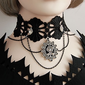 Tattoo-Hals Accessoires Retro Vintage Mit Schleife Punk Gothic Steampunk Aleación Für Goth Girl Cosplay Halloween Karneval Maskerade Damen Modeschmuck Modesch