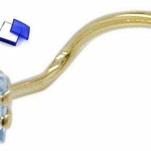 unbespielt Nasenpiercing Nasenstecker Piercing Zirkonia Hellblau Aquafarben 3 x 3 mm 750 Gold 18 kt inklusive Schmuckbox, Goldschmuck für Damen