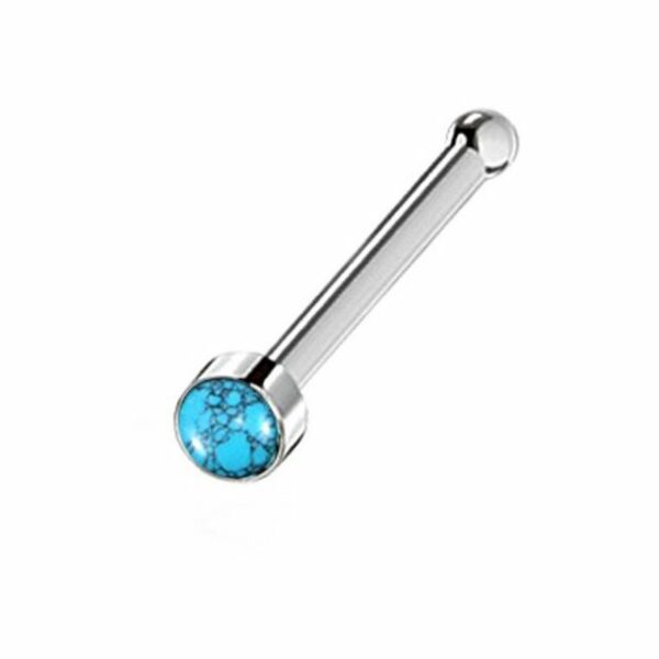 viva-adorno Nasenpiercing 0,8 mm Nasenstecker Piercing gerade mit Stein Chirurgenstahl 316L