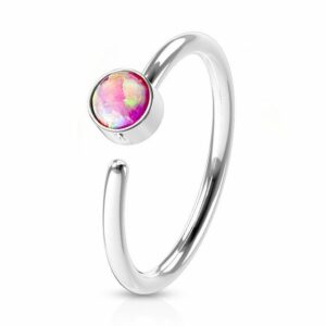 viva-adorno Nasenpiercing 0,8mm Nasenring Piercing Hoop Ring Opal Knorpel Piercing Cartilage, Tragus Helix Rook Ohrpiercing